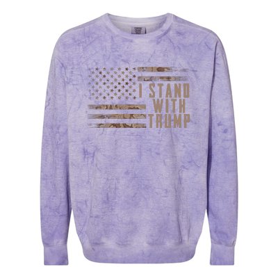 I Stand With Trump American Flag Military Colorblast Crewneck Sweatshirt