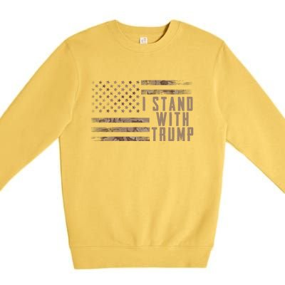 I Stand With Trump American Flag Military Premium Crewneck Sweatshirt