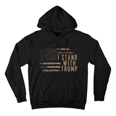 I Stand With Trump American Flag Military Hoodie