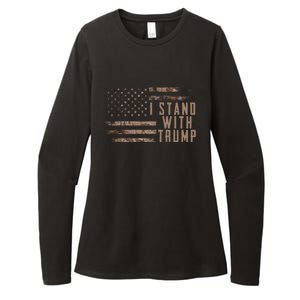 I Stand With Trump American Flag Military Womens CVC Long Sleeve Shirt