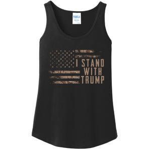 I Stand With Trump American Flag Military Ladies Essential Tank