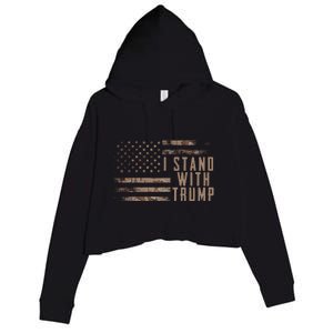 I Stand With Trump American Flag Military Crop Fleece Hoodie