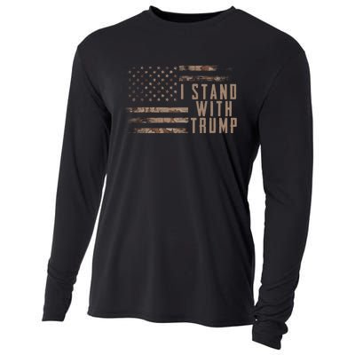 I Stand With Trump American Flag Military Cooling Performance Long Sleeve Crew