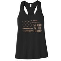 I Stand With Trump American Flag Military Women's Racerback Tank