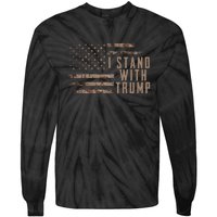 I Stand With Trump American Flag Military Tie-Dye Long Sleeve Shirt