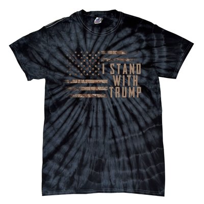 I Stand With Trump American Flag Military Tie-Dye T-Shirt