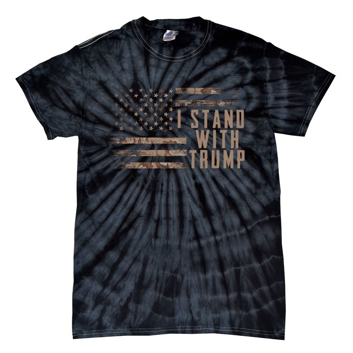 I Stand With Trump American Flag Military Tie-Dye T-Shirt