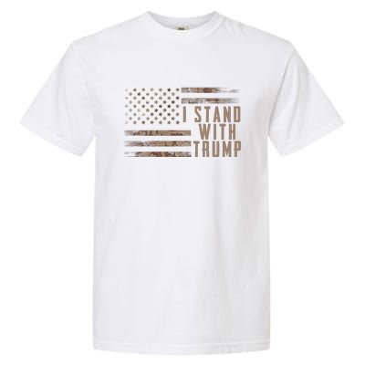 I Stand With Trump American Flag Military Garment-Dyed Heavyweight T-Shirt