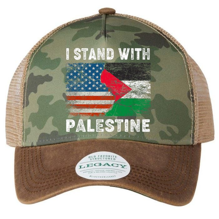 I Stand With Palestine Us Flag Palestinians Flag Legacy Tie Dye Trucker Hat
