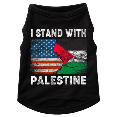 I Stand With Palestine Us Flag Palestinians Flag Doggie Tank