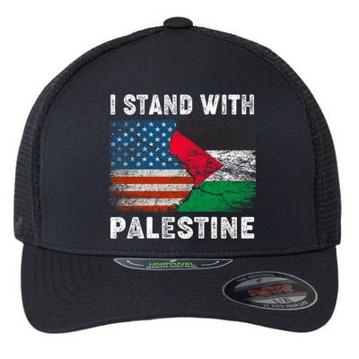 I Stand With Palestine Us Flag Palestinians Flag Flexfit Unipanel Trucker Cap
