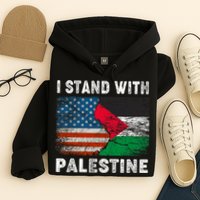 I Stand With Palestine Us Flag Palestinians Flag Hoodie