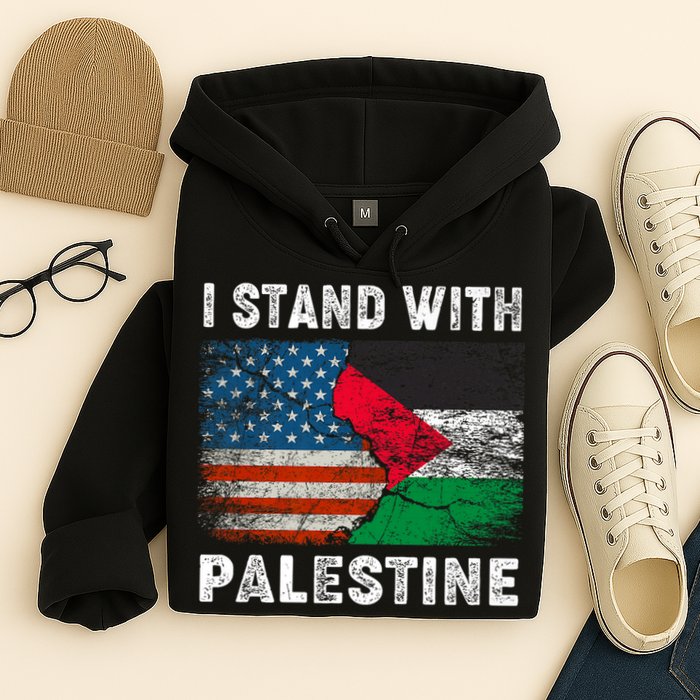 I Stand With Palestine Us Flag Palestinians Flag Hoodie