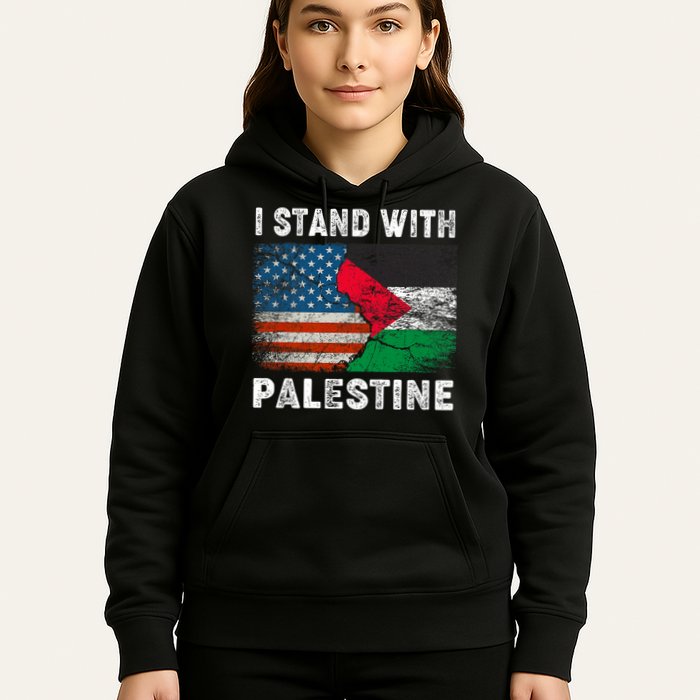 I Stand With Palestine Us Flag Palestinians Flag Hoodie