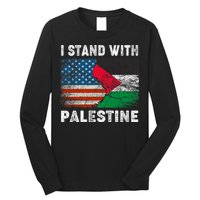 I Stand With Palestine Us Flag Palestinians Flag Long Sleeve Shirt
