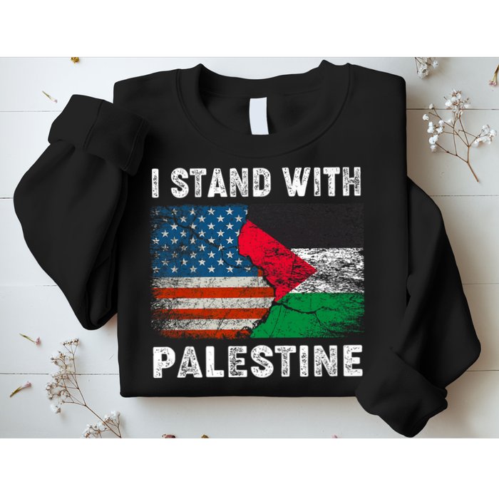 I Stand With Palestine Us Flag Palestinians Flag Sweatshirt