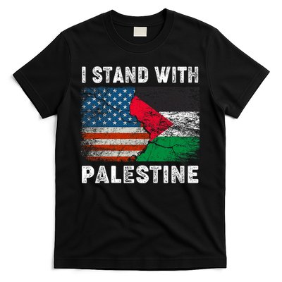 I Stand With Palestine Us Flag Palestinians Flag T-Shirt
