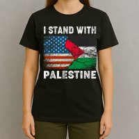 I Stand With Palestine Us Flag Palestinians Flag T-Shirt