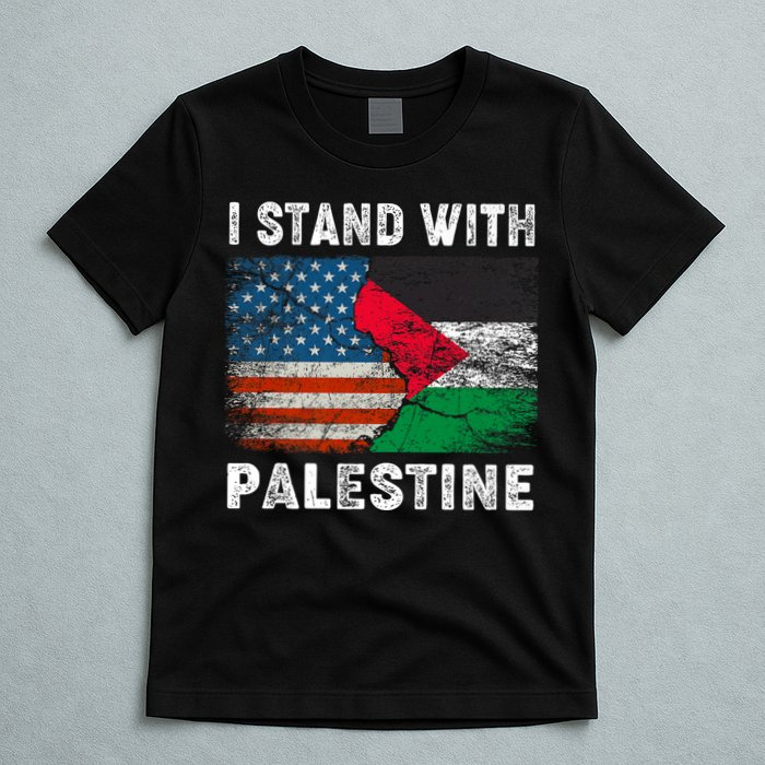 I Stand With Palestine Us Flag Palestinians Flag T-Shirt
