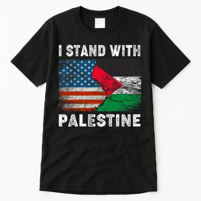 I Stand With Palestine Us Flag Palestinians Flag Tall T-Shirt