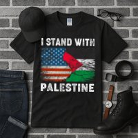 I Stand With Palestine Us Flag Palestinians Flag Tall T-Shirt
