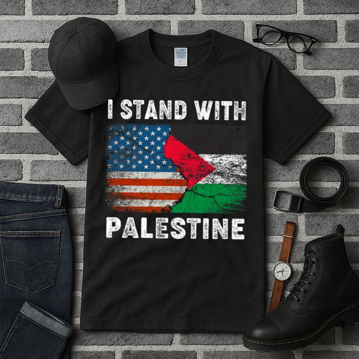 I Stand With Palestine Us Flag Palestinians Flag Tall T-Shirt