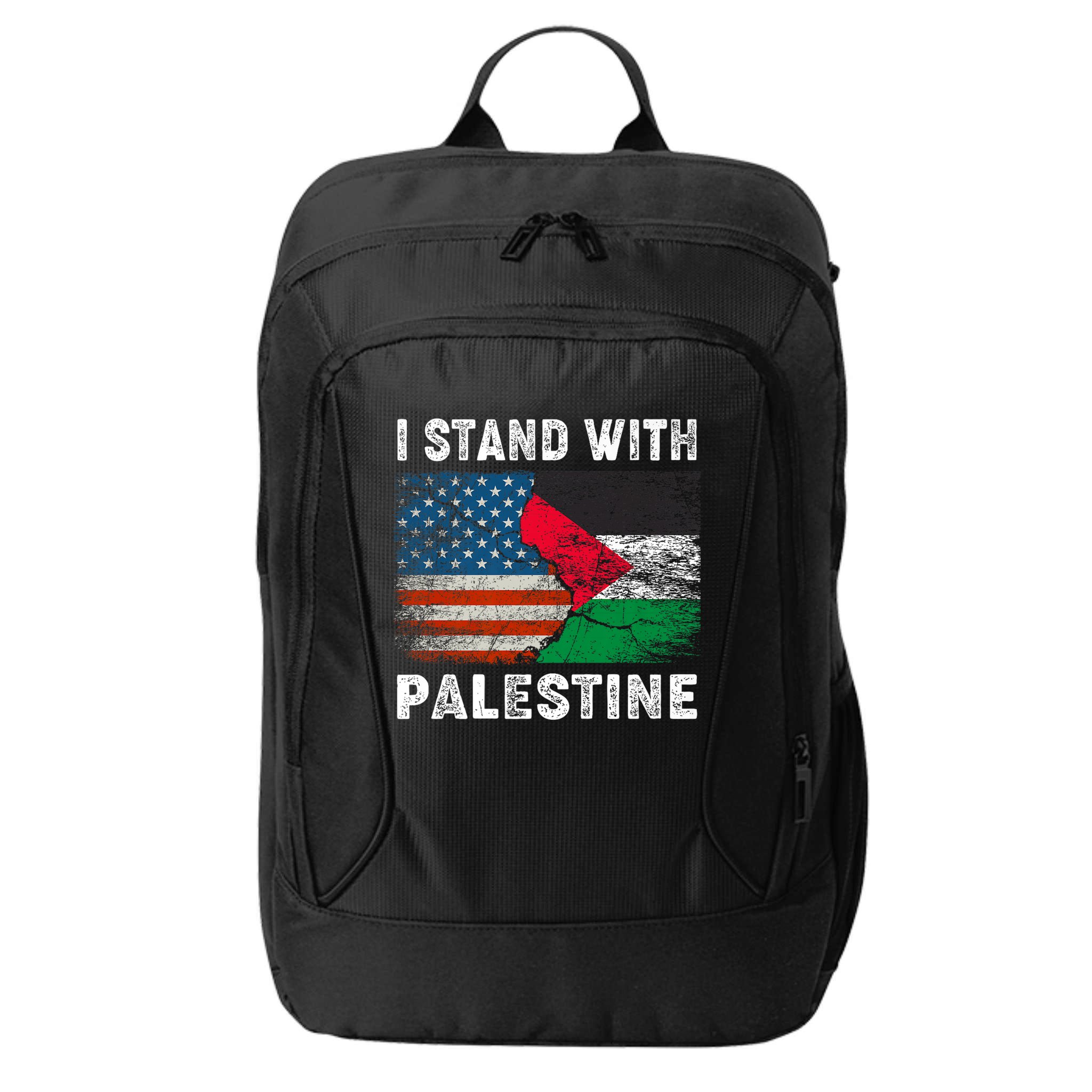 I Stand With Palestine Us Flag Palestinians Flag City Backpack