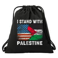 I Stand With Palestine Us Flag Palestinians Flag Drawstring Bag