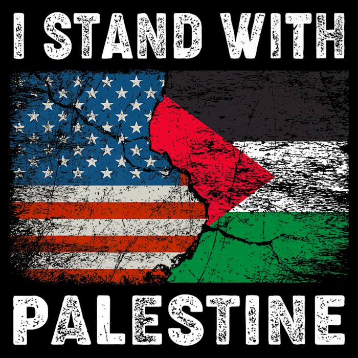 I Stand With Palestine Us Flag Palestinians Flag Drawstring Bag