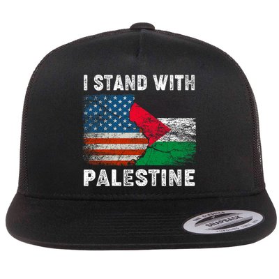 I Stand With Palestine Us Flag Palestinians Flag Flatbill Hat