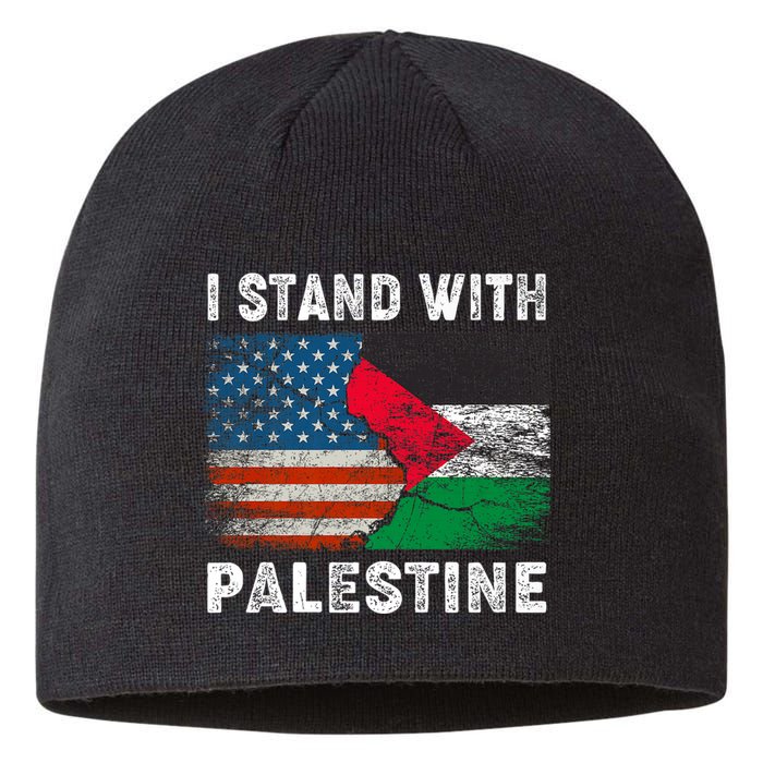 I Stand With Palestine Us Flag Palestinians Flag Sustainable Beanie