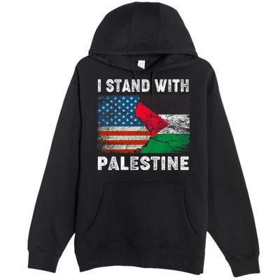 I Stand With Palestine Us Flag Palestinians Flag Premium Pullover Hoodie
