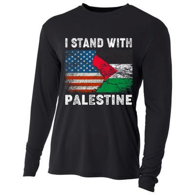 I Stand With Palestine Us Flag Palestinians Flag Cooling Performance Long Sleeve Crew