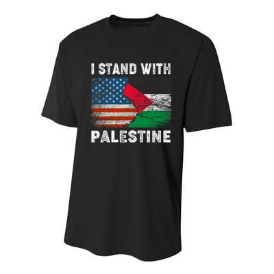 I Stand With Palestine Us Flag Palestinians Flag Youth Performance Sprint T-Shirt