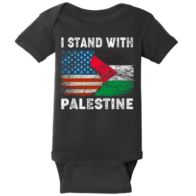 I Stand With Palestine Us Flag Palestinians Flag Baby Bodysuit