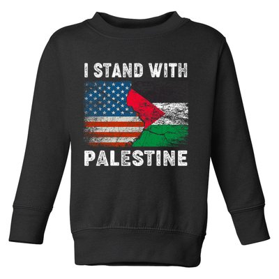 I Stand With Palestine Us Flag Palestinians Flag Toddler Sweatshirt