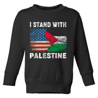 I Stand With Palestine Us Flag Palestinians Flag Toddler Sweatshirt