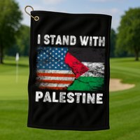 I Stand With Palestine Us Flag Palestinians Flag Golf Towel
