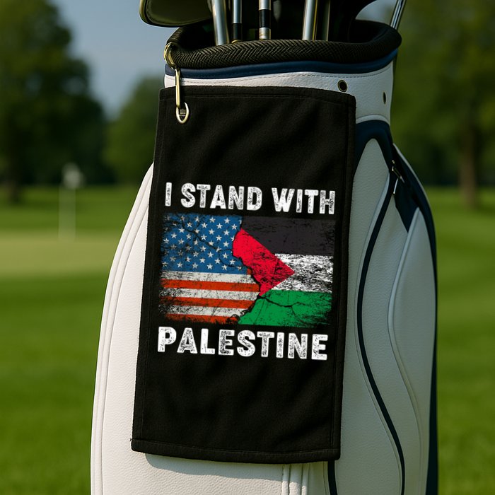 I Stand With Palestine Us Flag Palestinians Flag Golf Towel