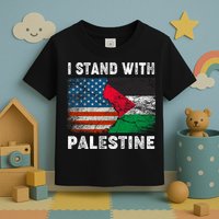 I Stand With Palestine Us Flag Palestinians Flag Toddler T-Shirt