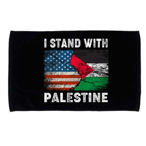 I Stand With Palestine Us Flag Palestinians Flag Microfiber Hand Towel