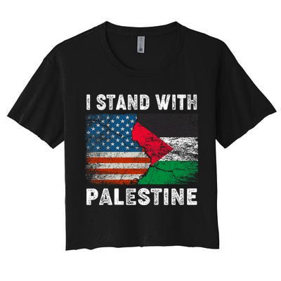 I Stand With Palestine Us Flag Palestinians Flag Crop Top