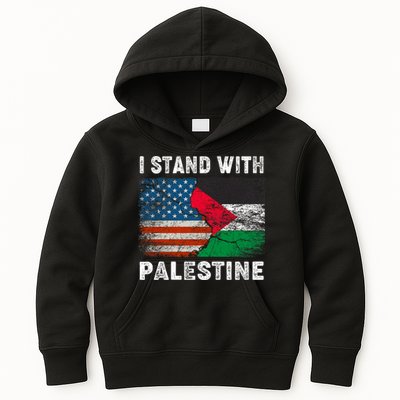 I Stand With Palestine Us Flag Palestinians Flag Kids Hoodie