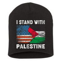 I Stand With Palestine Us Flag Palestinians Flag Short Acrylic Beanie