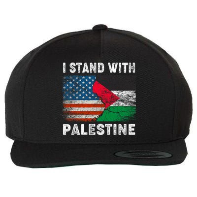 I Stand With Palestine Us Flag Palestinians Flag Wool Snapback Cap