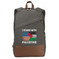 I Stand With Palestine Us Flag Palestinians Flag Cotton Canvas Backpack