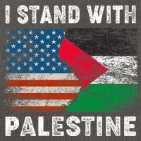 I Stand With Palestine Us Flag Palestinians Flag Cotton Canvas Backpack