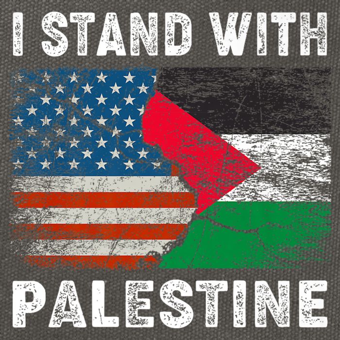 I Stand With Palestine Us Flag Palestinians Flag Cotton Canvas Backpack