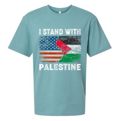 I Stand With Palestine Us Flag Palestinians Flag Sueded Cloud Jersey T-Shirt