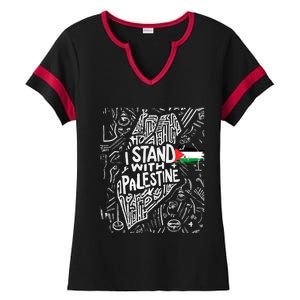 I Stand With Palestine Quote A Free Palestine Design Ladies Halftime Notch Neck Tee